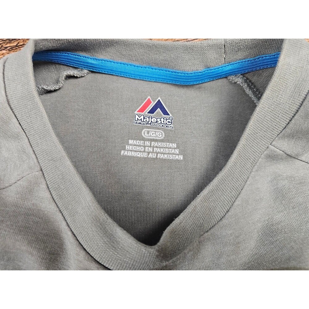 Majestic Carolina Panthers Sweatshirt Men L Crew Neck NFL Long Slv Pocket Gray - Picture 3 of 9